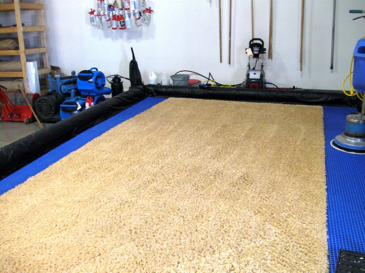 Area rug in the wash after