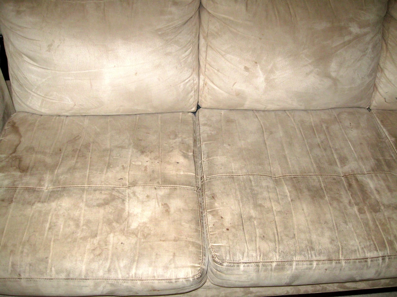 Microfiber sofa before cleaning
