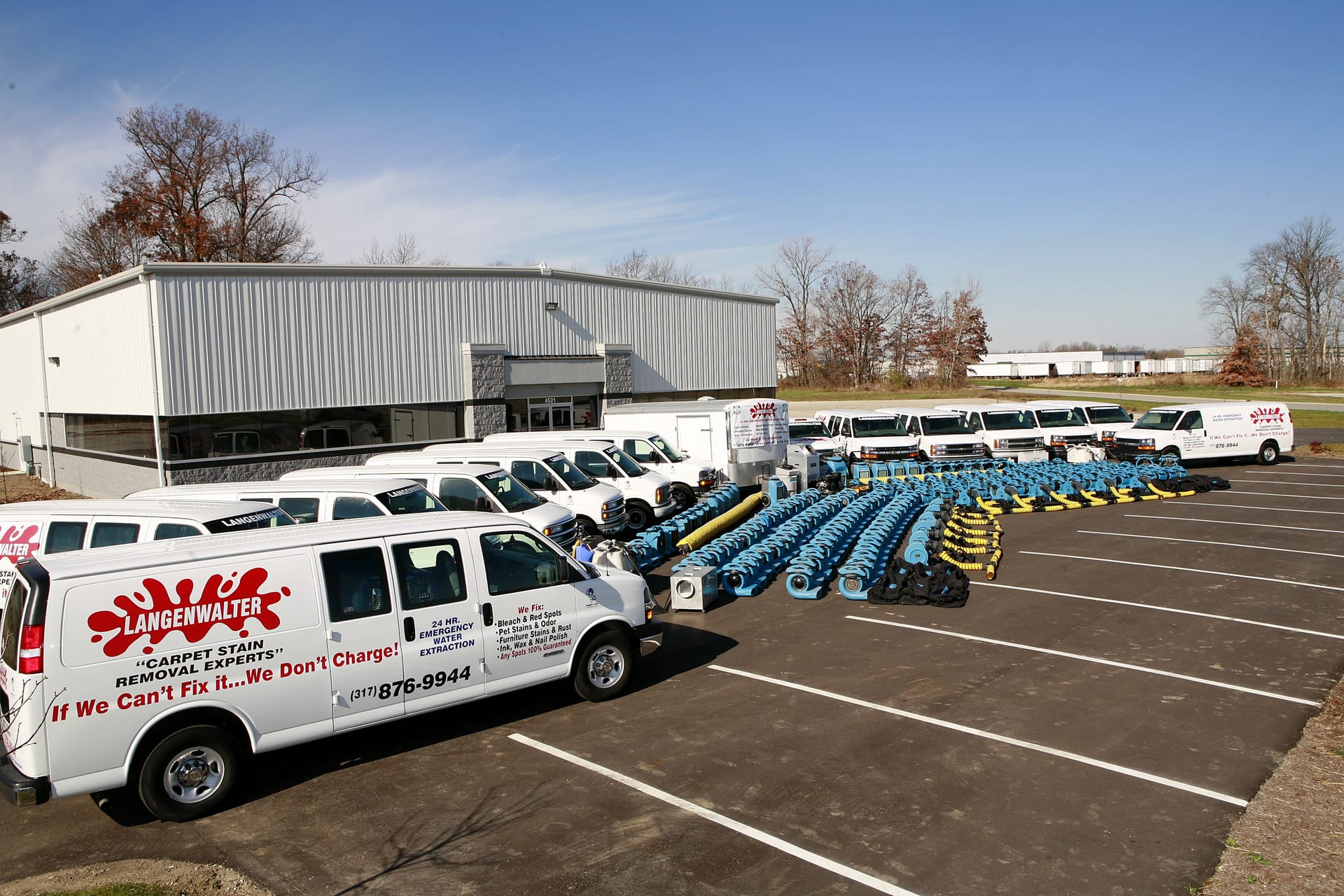 The fleet of truck-mounted vans