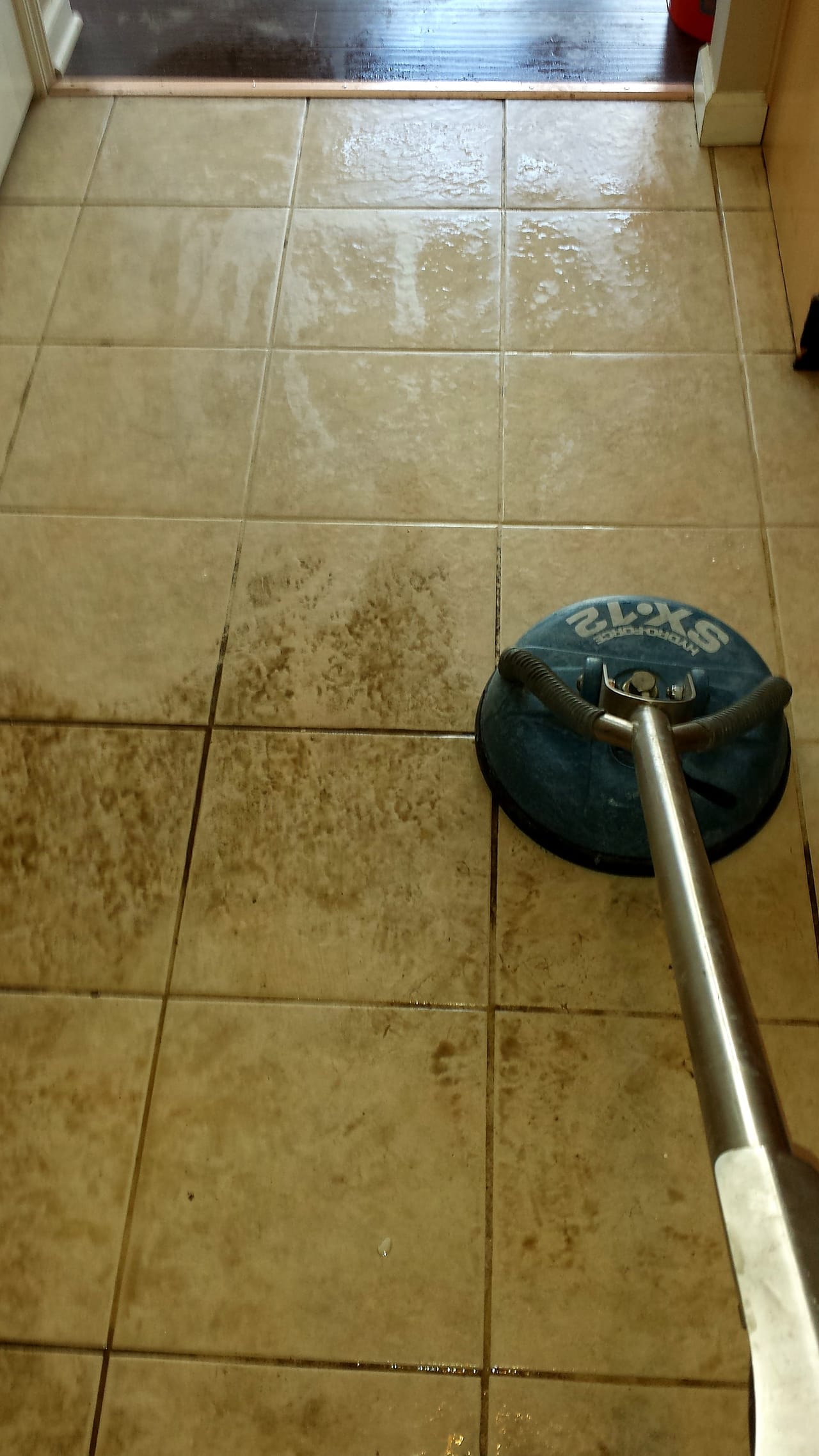 Grout lines mid-clean